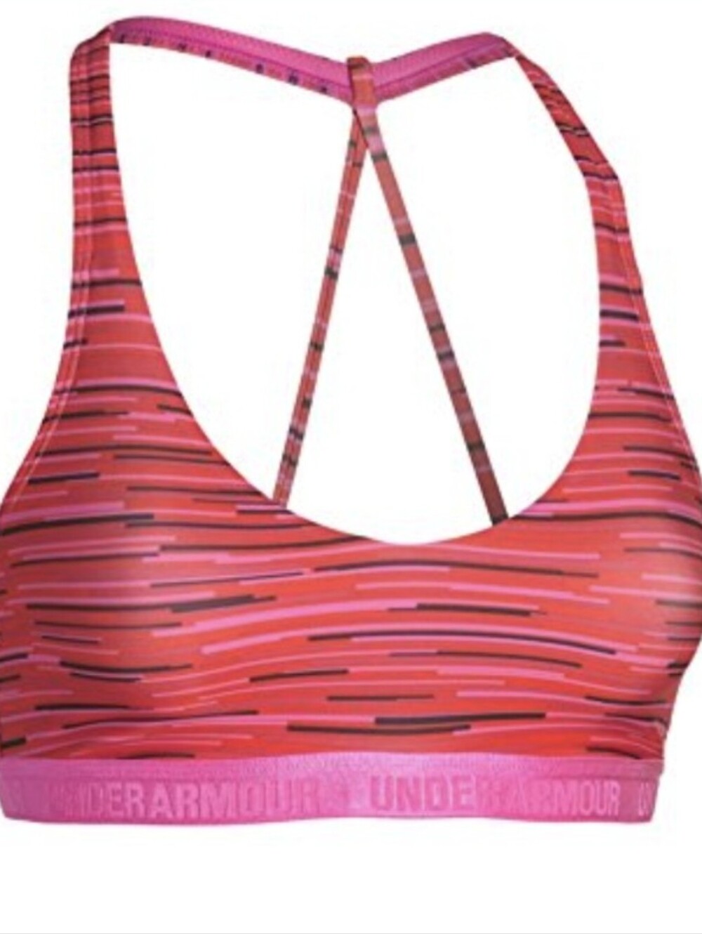 Under Armour Rebel Pink Striped Compression Sports Bra Small
